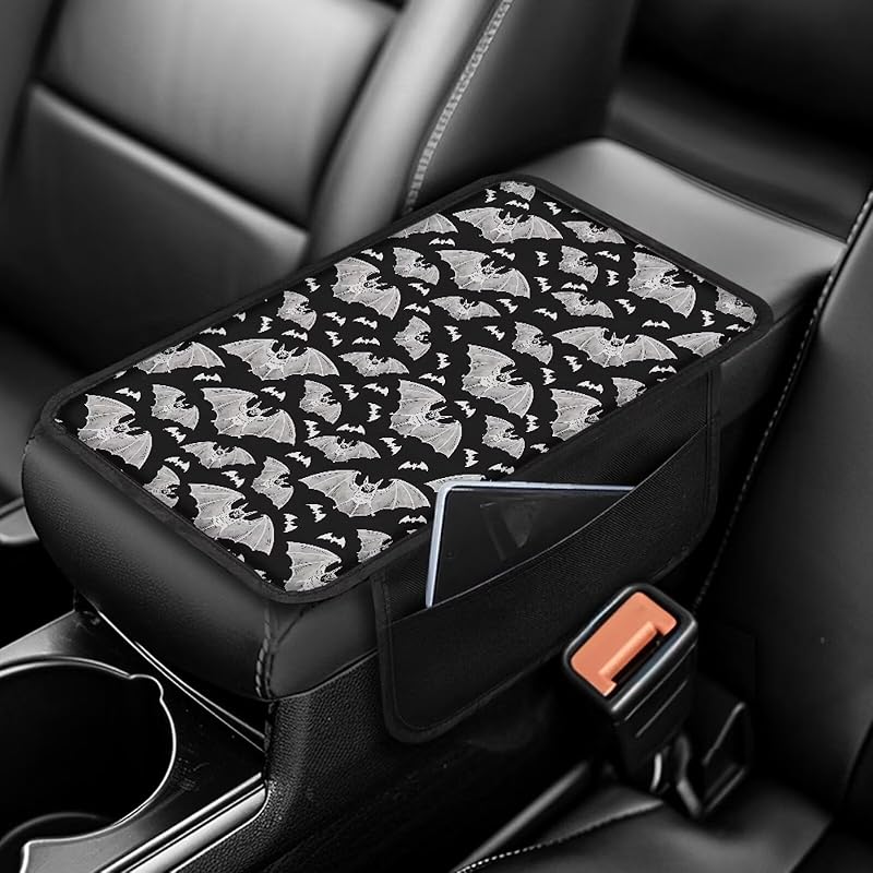 Чехол на центральную консоль автомобиля с принтом черепа, нескользящий чехол на подлокотник для автомобиля, универсальные защитные чехлы для подлокотников, подходят для автомобилей, внедорожников, декоративные чехлы для автомобилей