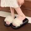 Small Thick-soled Muffins and Height-enhancing Cool Slippers Women's 2025 Summer New Solid Color Sweet Light Luxury One-word Slippers
