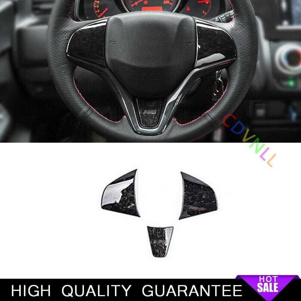 Steering Wheel Switch Cover Trim For Honda Fit/Jazz 2014-2020 Black Wood Grain