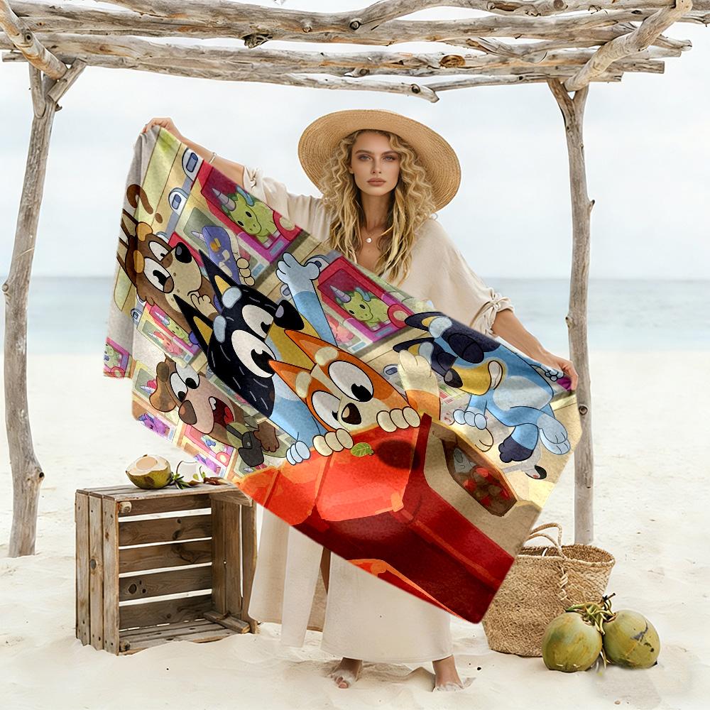 Bluey concert party soft beach towel Comfortable erfect for Travel Beach Swimming Vibrant Pattern Wedding Party Gift