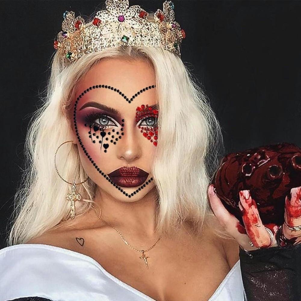 Shiny Halloween Fake Tattoo 3D Resin Jewelry Face Sticker Fashion Face Rhinestone Sticker Body Art