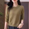 Spring and Autumn Round Neck Thin Hollow Knit Sweater Sweater Women's Short Loose Western Style Long-sleeved All-match Bottoming Top