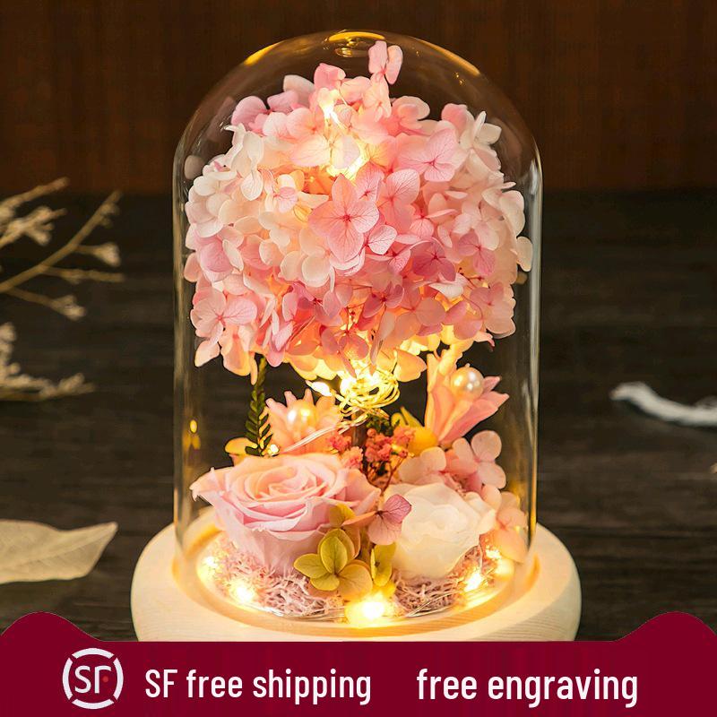 Eternal Dried Roses Glass Dome Gift Box - Perfect for Valentine's, Birthdays, and Special Occasions.