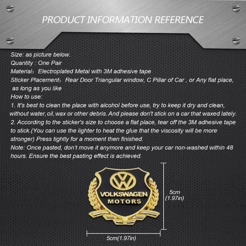 Для VOLKSWAGEN VW 2 шт. Наклейка для Volkswagen Golf MK4 MK6 MK7 Jetta Touareg Beetle Passat Polo Tiguan CC Наклейка на кузов автомобиля Металлическая E