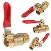 1pc New 1/4inch Male To Male Pipe BBSP Brass Ball Valve with Red Lever Handle