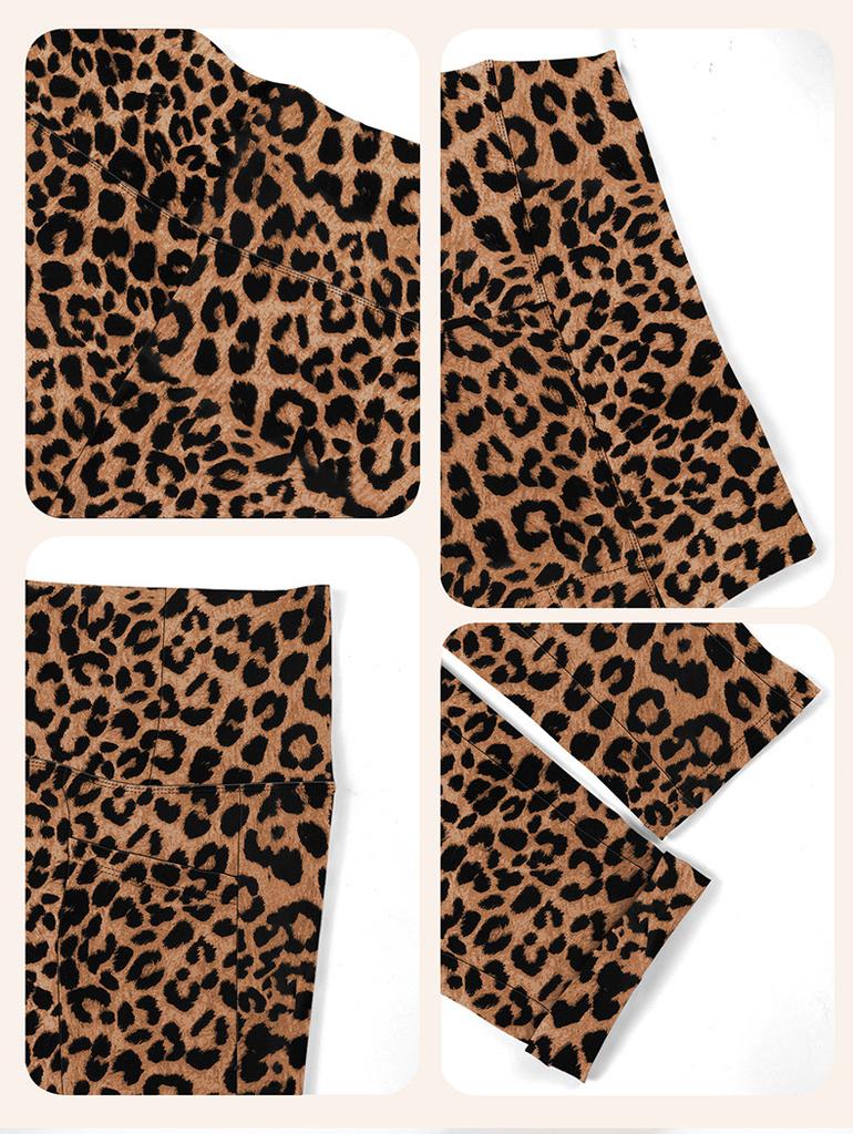 Sports Yoga Long Pants Fashionable Slim-fit Pocket Leopard-print Fitness Leggings High-waisted Butt-lifting Leggings