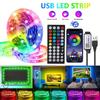 USB LED Strip Lights APP Control 44Key Remote Control 3535 RGB Music Sync Color Changing Flexible Lamp Tape for Room Decoration