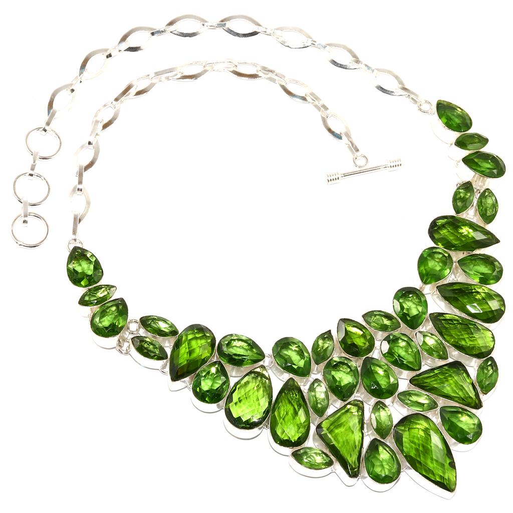 Peridot Quartz Gemstone Ethnic Style Jewelry Necklace 16-18''
