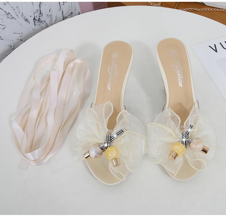 1098 Series 8cm Heel Women's Shoes Simple Slanted Heel Slipper Clear Wedge Slipper Heel Sandals Show Sandals LFD