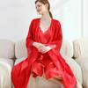Качественный кружевной комплект из чистого шелка и сексуальная ночная рубашка из 2 предметов, роскошный атласный ночной халат, ночная рубашка, одежда для сна, халаты из натурального шелка для женщин