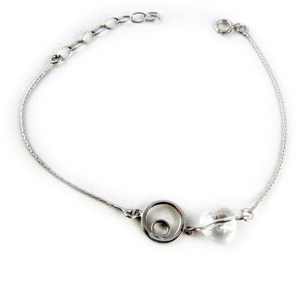 Les Trésors De Lily [K9574] - White 'Love' Silver Bracelet
