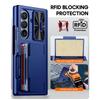 RFID Кошелек-чехол с держателем для карт и выдвижной крышкой для камеры для Samsung Galaxy Z Fold 7 - Синий