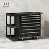 Workshop Tool Trolley, 7 Drawers, Removable Side Shelf, Locking Casters, 96x33.5x75 cm, Black