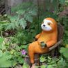 1 Pcs Adorable Sloth Resin Rocking Chair Ornament Resin Garden Relaxing Rocking Chair for Courtyard Garden Outdoor Desktop Decor
