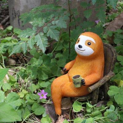 1 шт. Очаровательная фигурка ленивца из смолы на кресле-качалке, смола, садовое кресло-качалка для отдыха для двора, сада, уличного декора, настольный декор