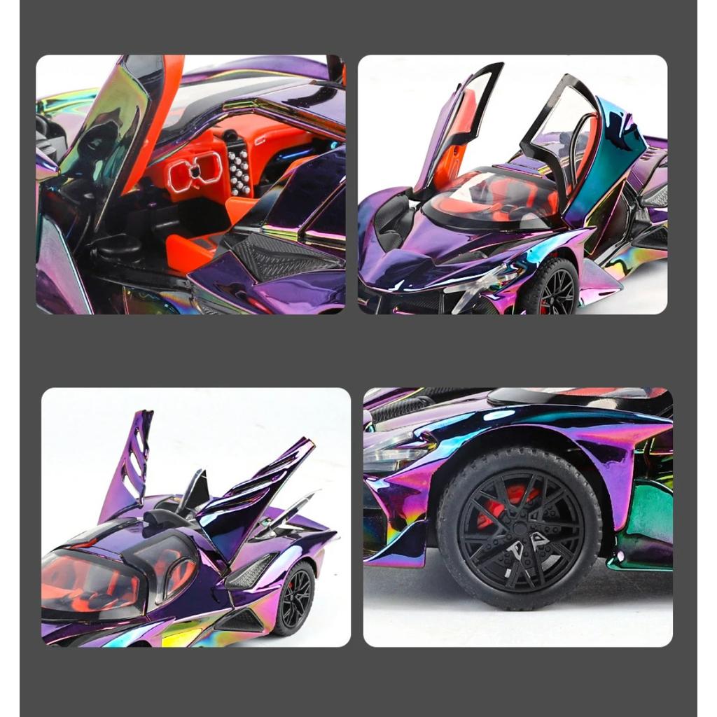 1/24 Apollo Project EVO Модель спортивного автомобиля из сплава Литые металлические Гальванизированные Гоночные автомобили Модель транспортных средств Звук Свет Детская игрушка Подарок