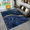 Nordic Blue Golden Colour Marble Geometric Area Rug,Carpet Rug for Living Room Bedroom Sofa Doormat Decor,Kid Non-slip Floor Mat