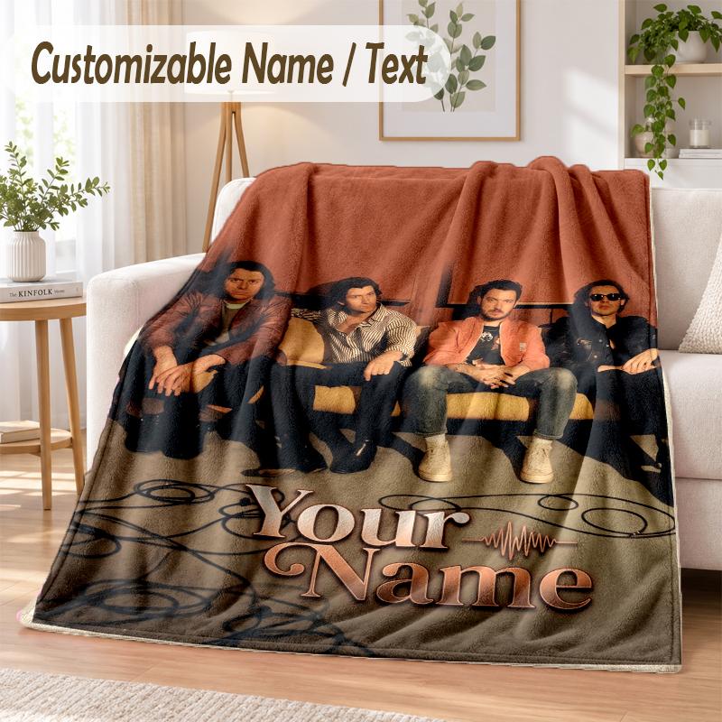 Arctic Monkeys Custom Name Flannel Throw Blanket Soft Warm for Sofa Bed Indoor Home Use
