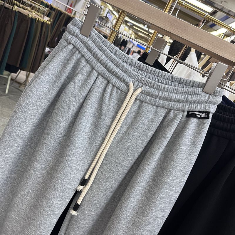 2024 Новые весенне-осенние простые однотонные универсальные повседневные свободные оверсайз брюки-гарем с высокой талией на шнуровке для мужчин