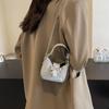 Mini Silver Bucket Bag Pu Leather Women's Shoulder Bag Trendy Bow Buckle PU Bag Travel