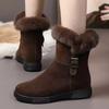 Autumn and Winter New Casual Martin Boots Women's Round Head Thick Sole Thick Hair Side Zipper Locomotive Women's Snow Boots