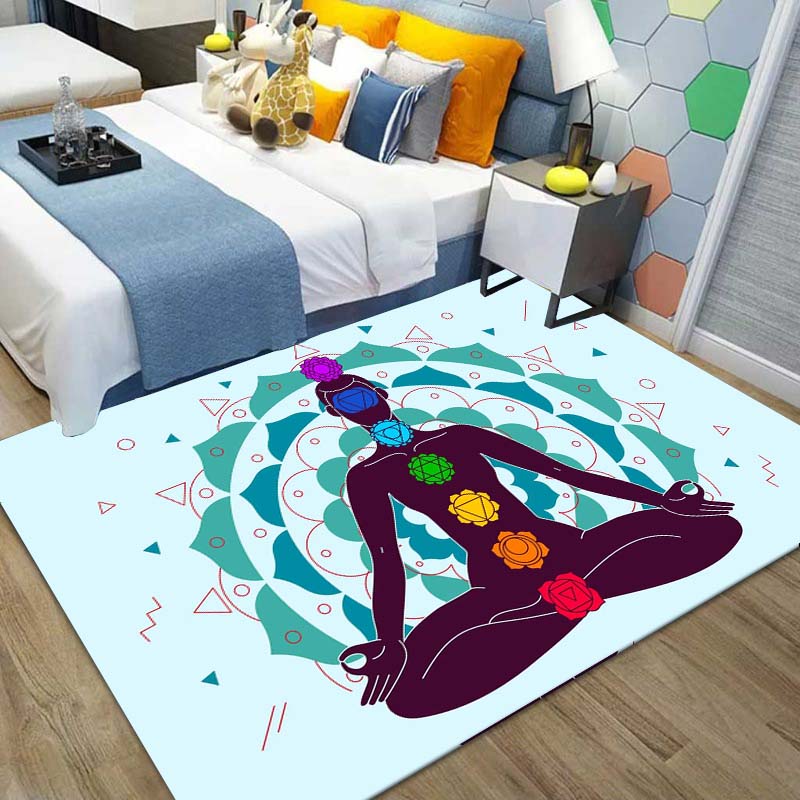 15 размеров Индийская статуя Будды Медитация Семь чакр Ковер для спальни Коврик для пола для йоги Декор пола гостиной Противоскользящие коврики