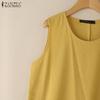 ZANZEA Женские повседневные однотонные топы без рукавов с круглым вырезом