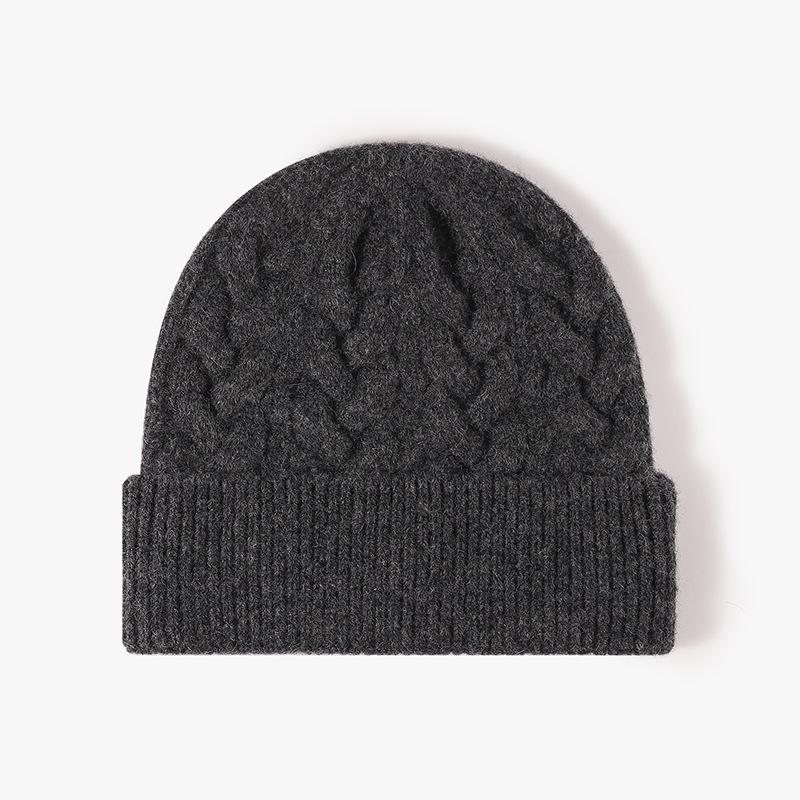 High Quality Winter Thick Custom Logo Earflap Beanie Color Wool Knitted Hat Warm Beanie Pullover Hat