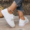 2024 осень новые одинарные туфли повседневные парусиновые туфли на шнуровке с круглым носком и плоской подошвой белые туфли большого размера спортивная обувь