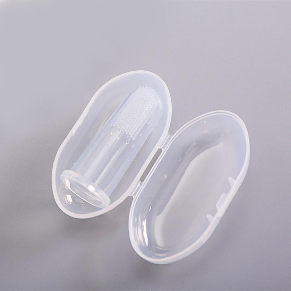 Baby Finger Toothbrush with Storage Box Soft Silicone Infant Tooth Brush Training Teething Newborns Massage for Oral Care