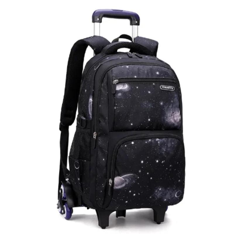 Детская школьная сумка на колесах, рюкзак на колесиках для мальчика, школьная сумка на колесиках, 6 колес, сумка на колесиках, ручная кладь с сумкой для ланча