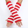 Multicolored Striped Woolen Gloves for Autumn and Winter Mid Length Fingerless Warm and Fashionable Knitted Arm Sleeves for Women