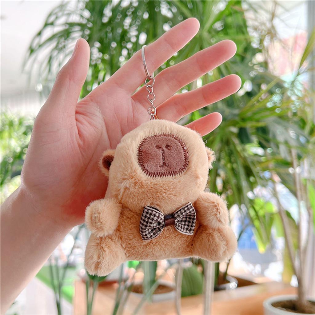 Capybara Plush Keychain Cute Bag Pendant Creative Fluffy Animals Keyring Kawaii Stuffed Doll Keychains Birthday Gift