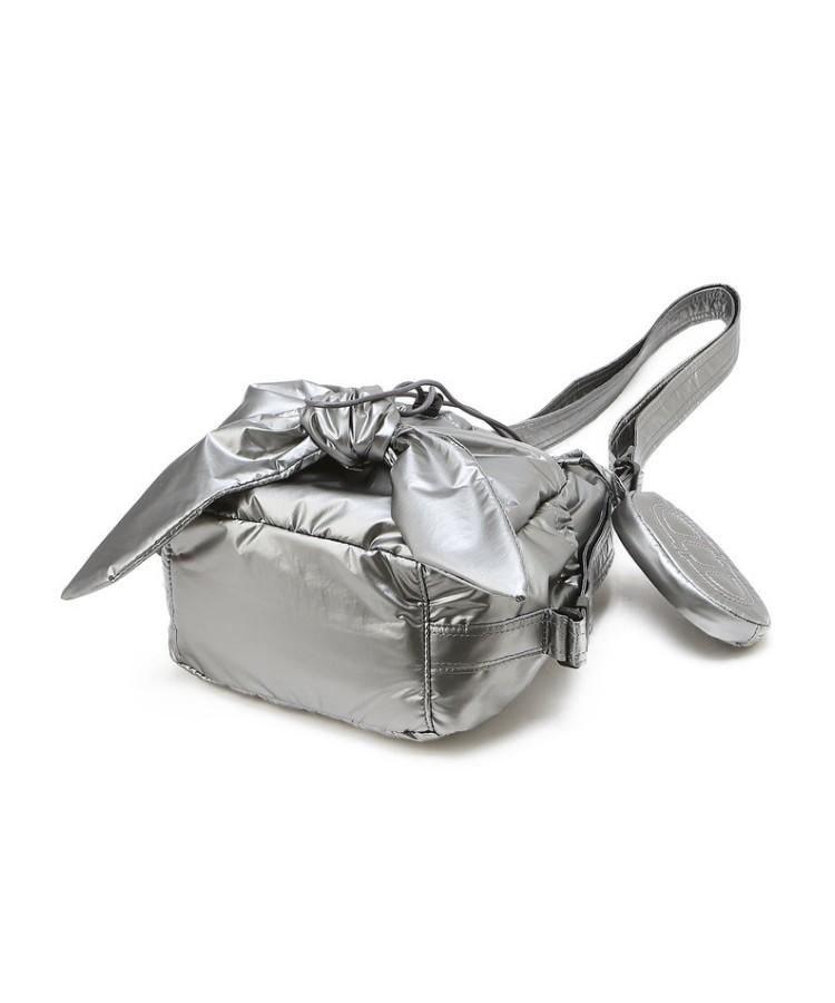 Athe Vanessabruno [Ruban] Glossy Gray Ribbon Backpack And Shoulder Bag Mini Aaba6E940G2