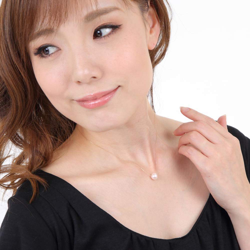 PLUSTER Pearl Necklace K18 Pearl Necklace Genuine Pearl Wedding Ceremony Akoya Pearl Single 9mm White Gold Case Popular Birthday Present 8.5mm -