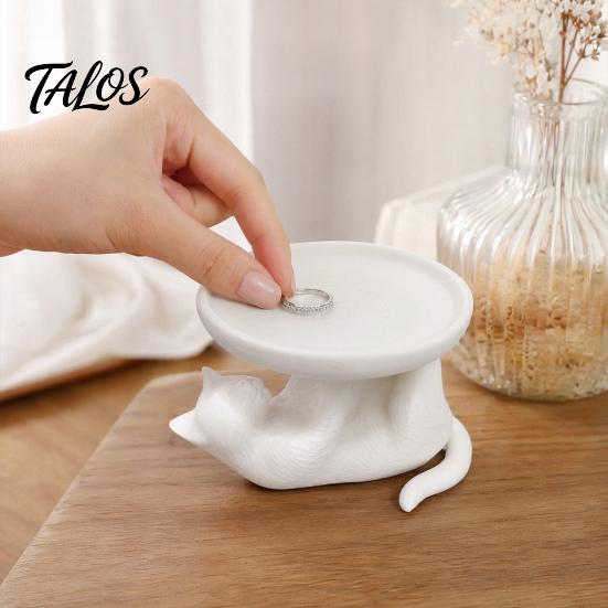 Talos 3D-печатный поднос-лежанка для кошки, милый держатель для колец и органайзер для сережек на туалетный столик, декоративная кошачья шкатулка для браслетов