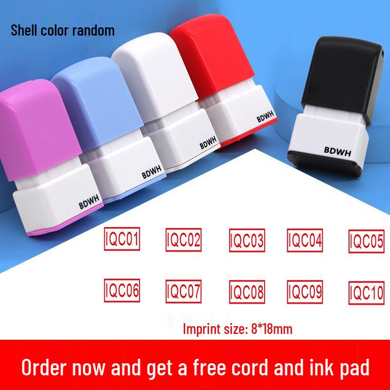 Medium QC Stamp: Auto-Inking, Employee & Pass Numbering, Inspection Approved.