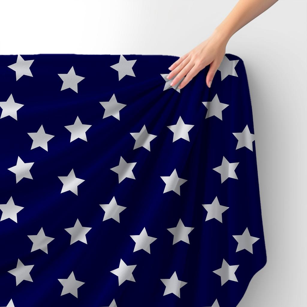 Royal Samt Stoff Polyester Zum Nähen - Motiv Sterne Auf Marineblauem