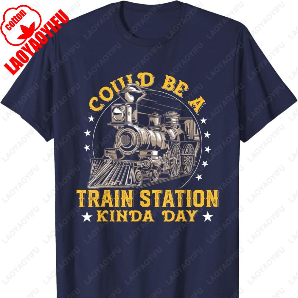Retro Rail Vibes Could Be A Train Station TShirt Vintage Locomotive Design Cotton Urban Explorer Unisex Printed Tshirt Tops