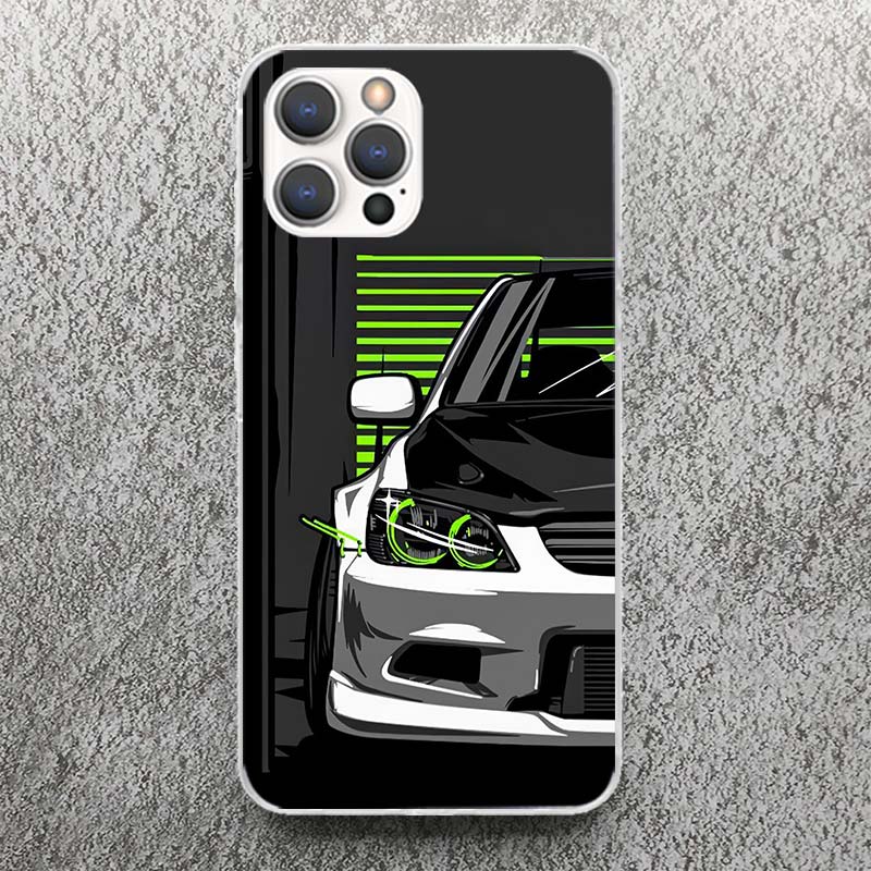 JDM Tokyo Drift Спортивный автомобиль Мужской Мужчины Принт Мягкий Чехол для iPhone 17 Air 16 16E 15 14 Plus 13 Mini 12 11 Pro Max Оболочка Телефона SE 7 8