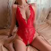 Sexy Lace Crotchless Bodysuit Women Transparent Deep V Backless Pajamas Open Bra Lingerie Set Exotic Summer Clothing