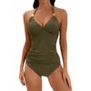 Women's Solid Color Panel Split Flat Angle Large  Swimsuit Swimwear Bathing Suit