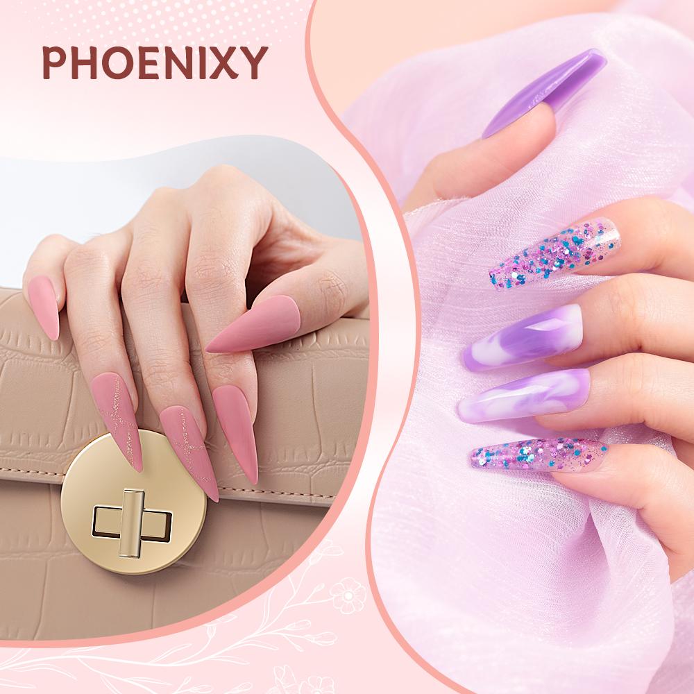 PHOENIXY 37 цветов поли УФ-гель для наращивания ногтей с блестящим лаком для ногтей для шедевров нейл-арта с использованием полигеля