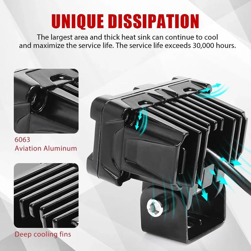 DC12-80V Мотоциклетный светодиодный прожектор с двумя линзами Прожектор Мотоциклетный вспомогательный противотуманный фонарь Двухцветный белый желтый свет