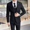 Korean Version Slim Fitting Men's Double Button Three Piece Suit Suit Casual Suit Groom's Dress
