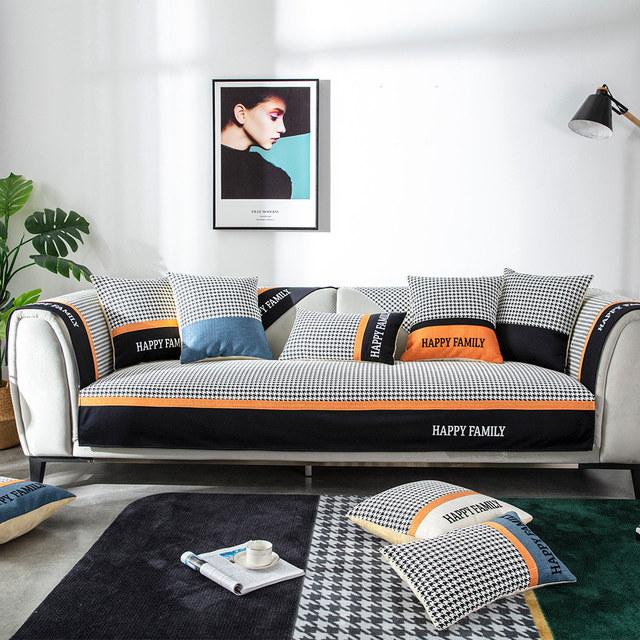 Роскошный клетчатый чехол для дивана из синели, 3-местный нескользящий лоскутный жаккардовый диван, кресло с откидной спинкой, чехол L-образной формы, защита для мебели