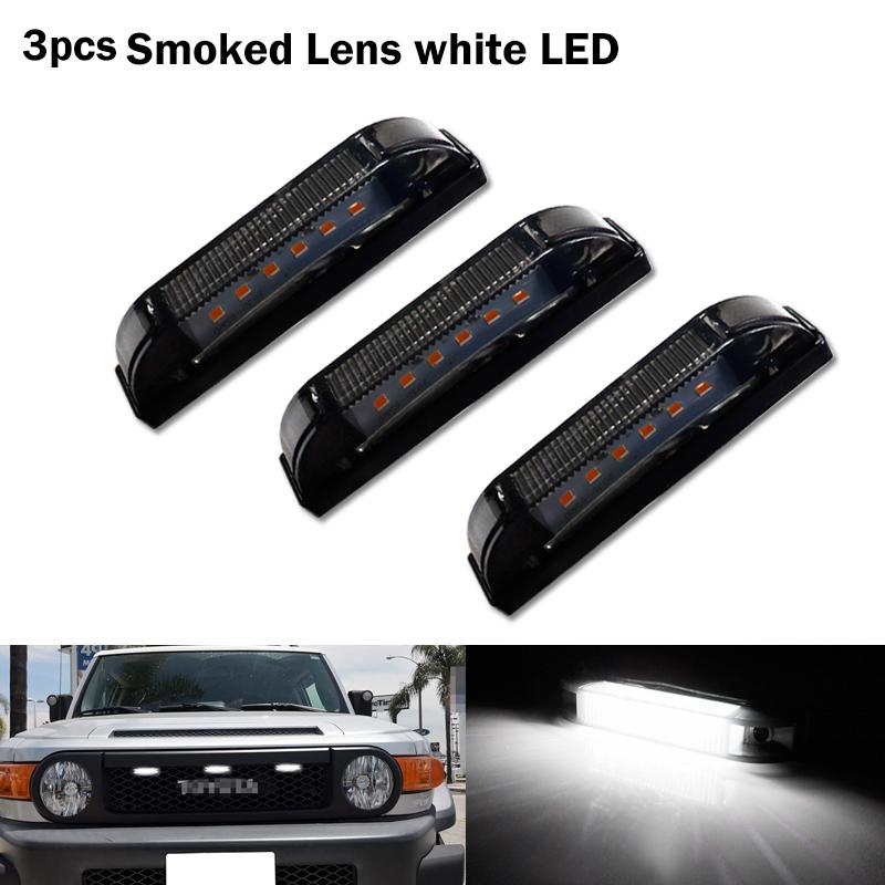 3pcs Amber/ White LED Front Center Grille DRL Driving Light w/ Wiring Harness Kit For 2007-2014 Toyota FJ Cruiser 12V