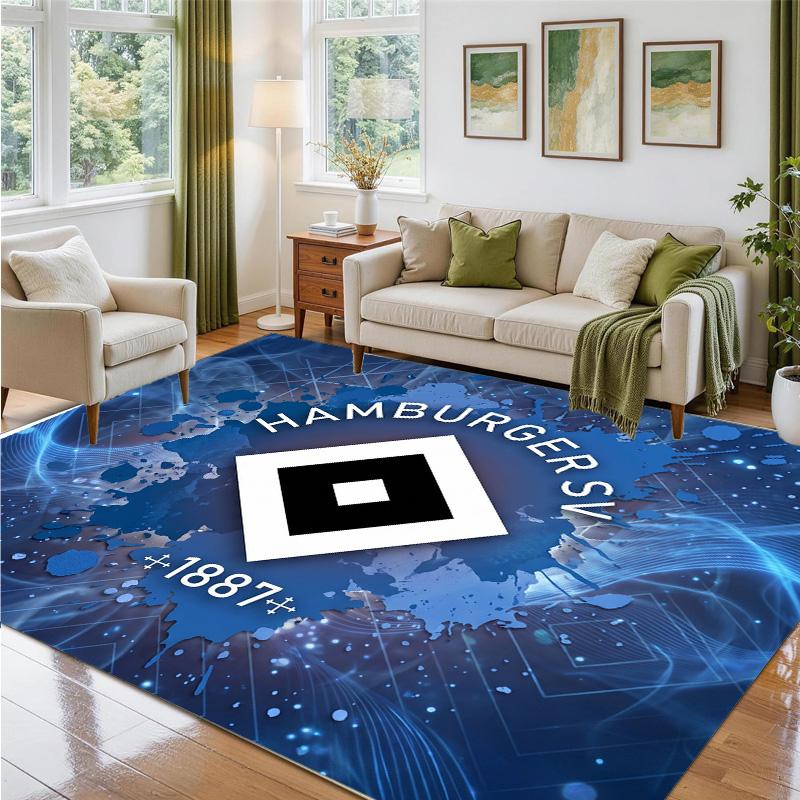 Hamburger SV Football Design Crystal Velvet Rug Soft Decorative Mat for Bedroom Entrance