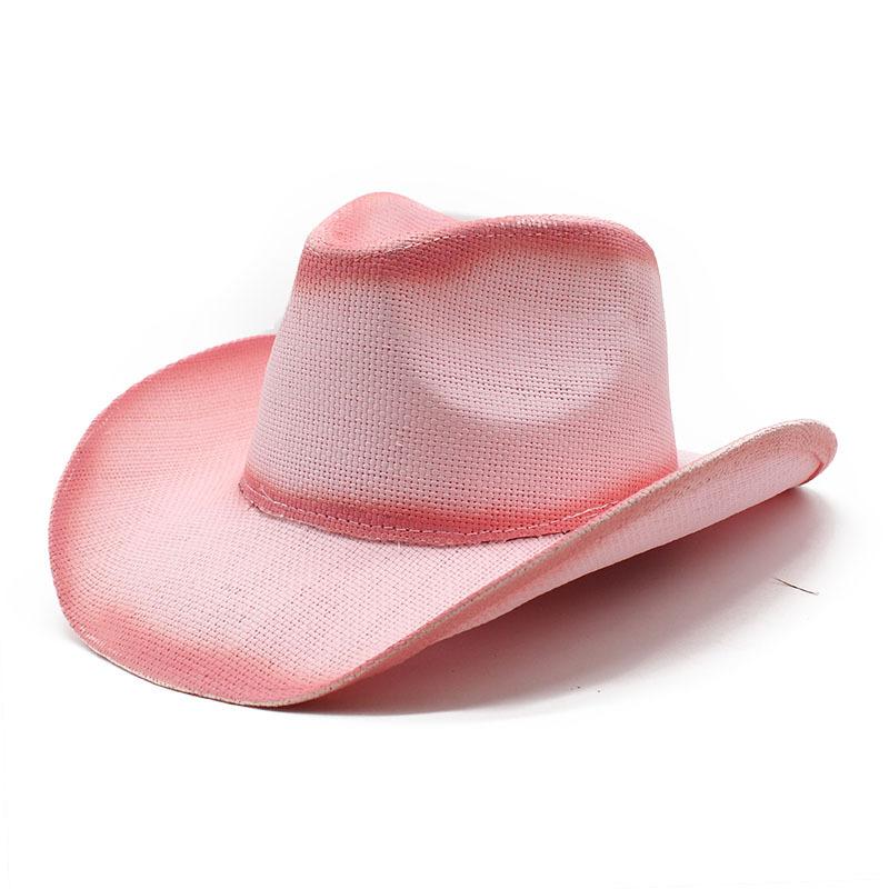Spray Painted Cowboy Straw Hat Personalized Features Hard Top Hat Handmade Western Cowboy Hat Ethnic Sun Hat