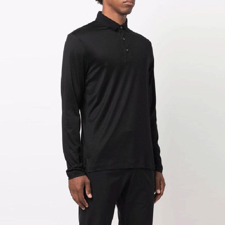 Emporio Armani Мужская футболка-поло с длинным рукавом и принтом логотипа SS21 Черная 8N1F97-1JUVZ-0999